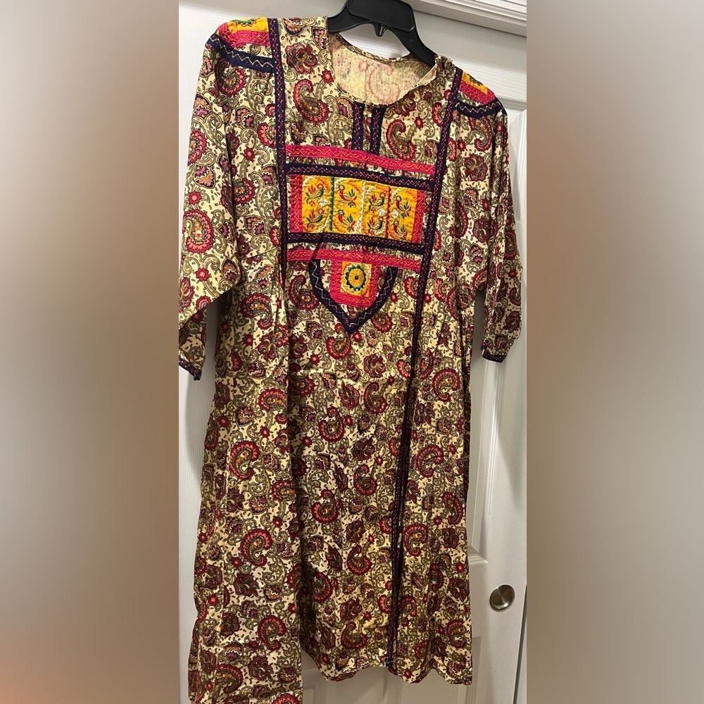 Beautifully Made Indian Kaftan Dress Large Salwar Kameez - Picture 1 of 7